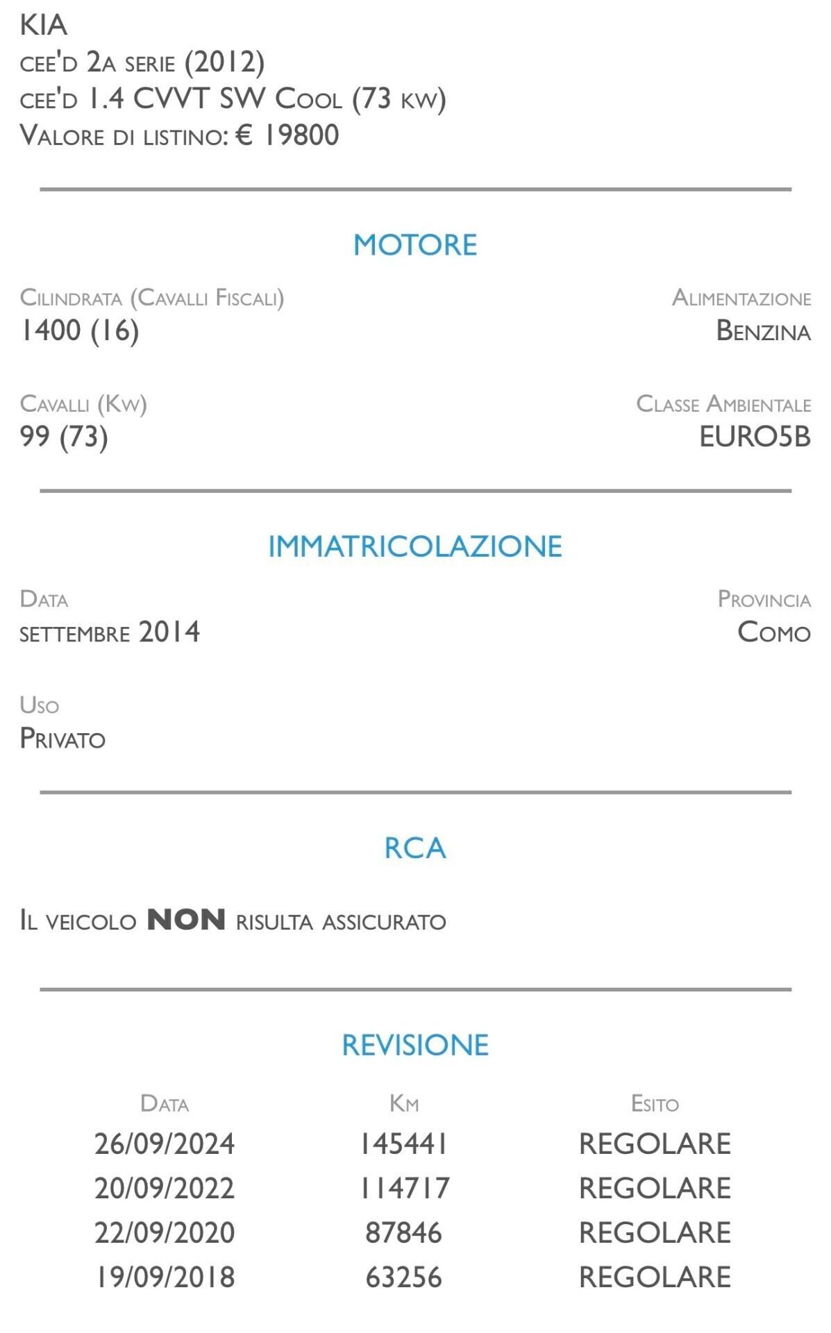 Kia Ceed cee'd 1.4 CVVT SW Cool - UNICO PROPRIETARIO