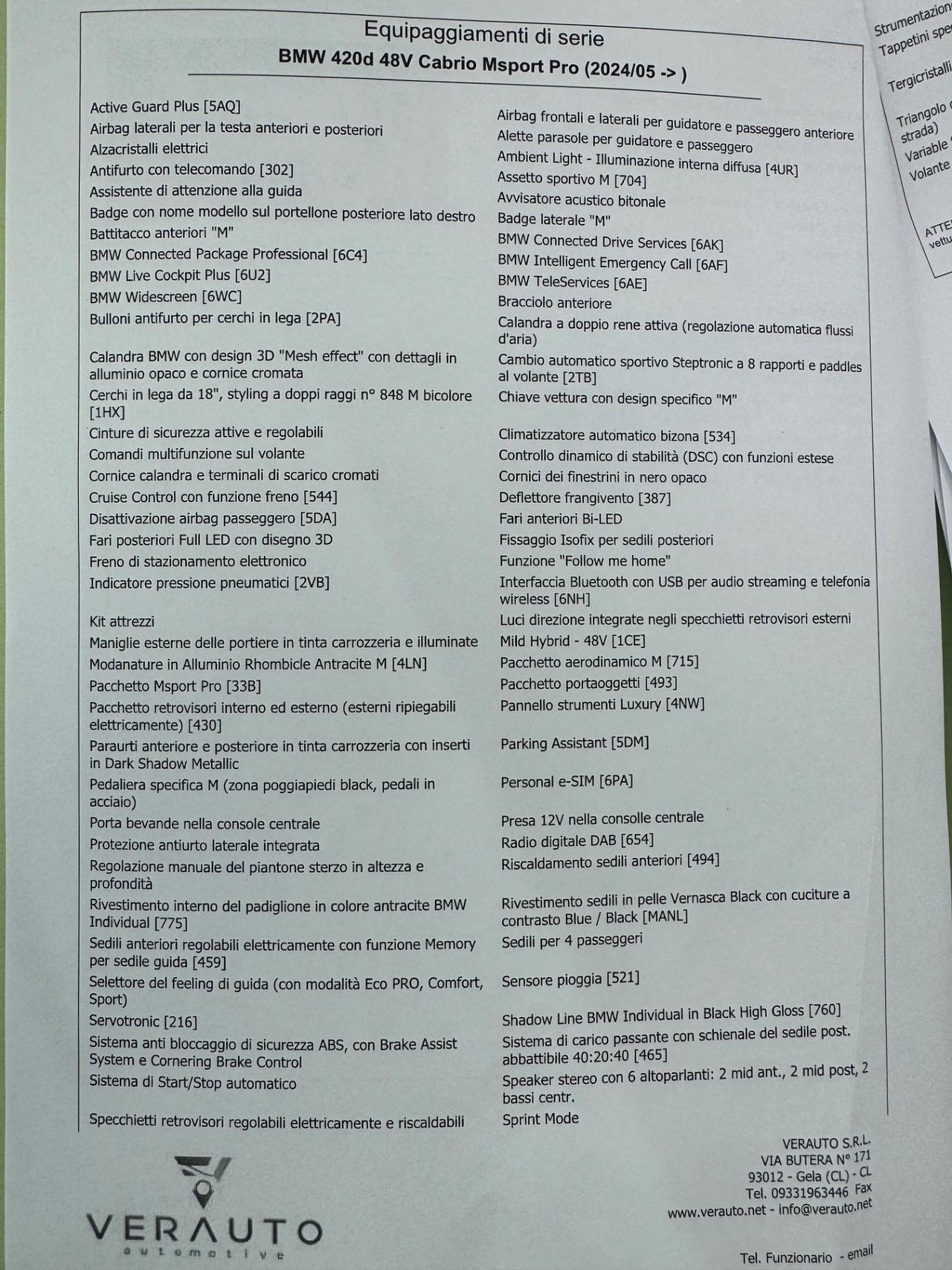 BMW 420 d Cabrio MSport offerta T-Stock prezzo imperdibile