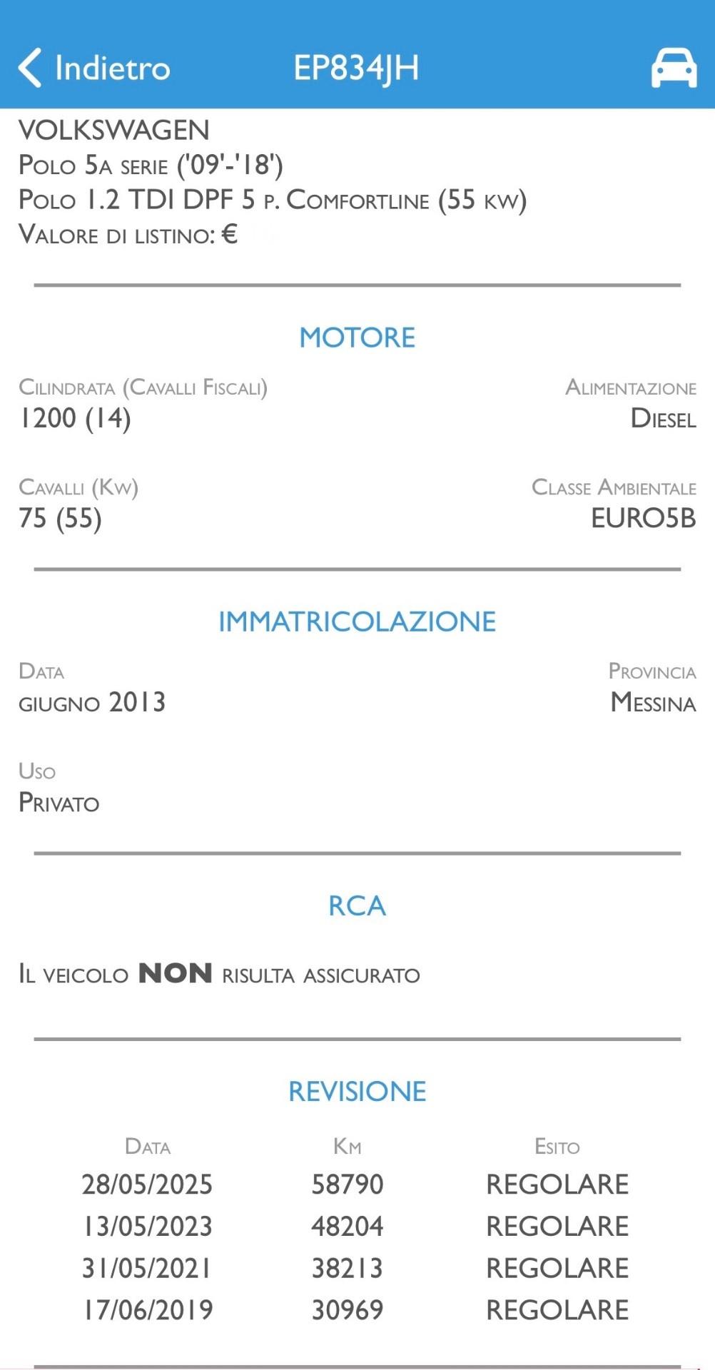 Volkswagen Polo 1.2 TDi 75 Cv 5P. 60.000 KM Comfortline