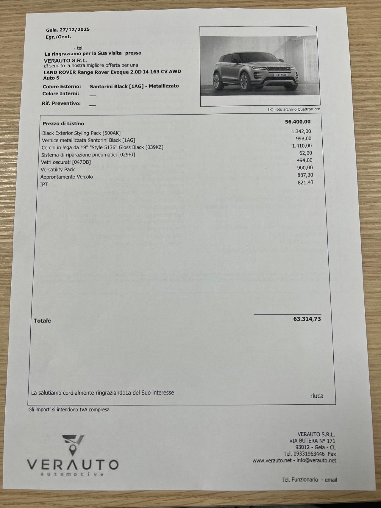 Land Rover Range Rover Evoque 2.0d mhev S awd Possibilità noleggio no scoring