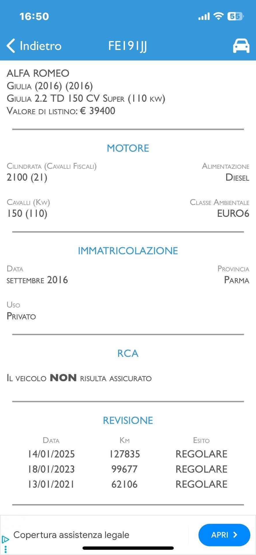 Alfa Romeo Giulia 2.2 Turbodiesel 150 CV Super