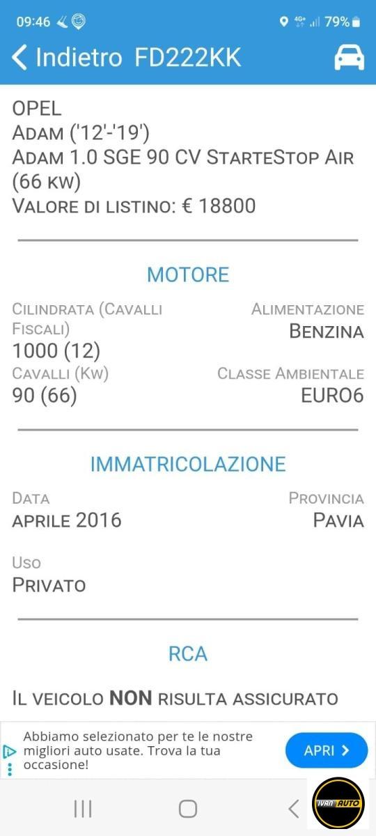 OPEL ADAM 1.0 Benzina-Euro 6B-Neopatentati