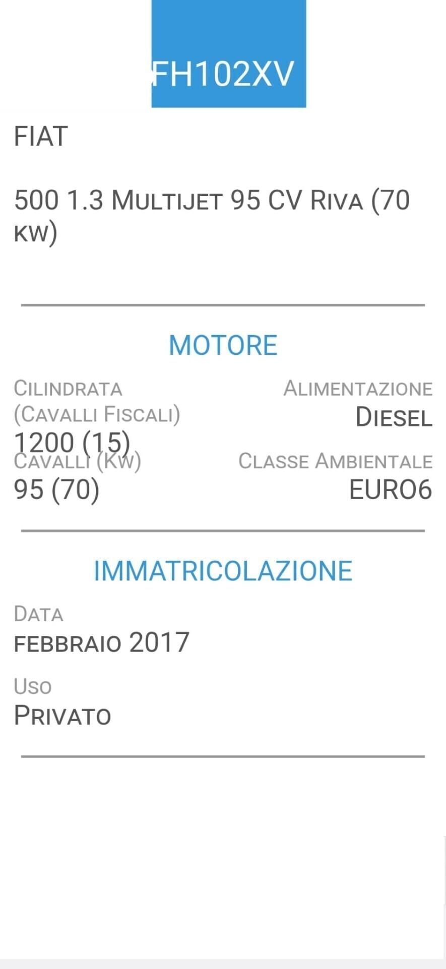 FIAT 500 1,3 M.JET RIVA-UNICA PROPRIET-3 REVISIONI