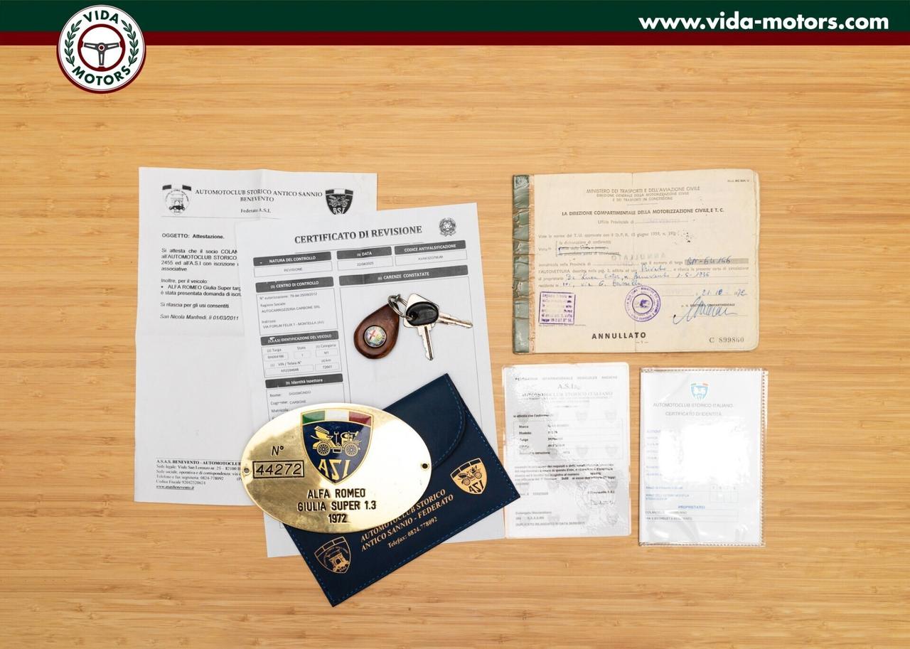 Alfa Romeo Giulia Super 1.3 * TARGA ORO ASI * CONS