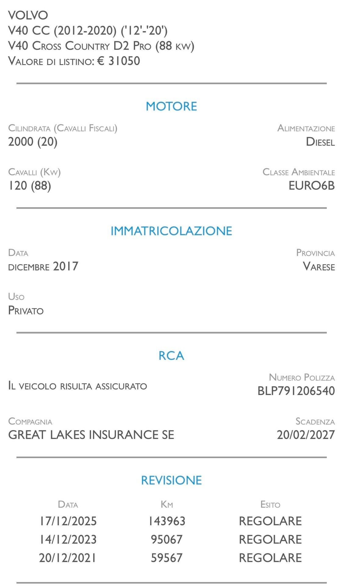 Volvo V40 Cross Country D2 Pro - UNICO PROPRIETARIO