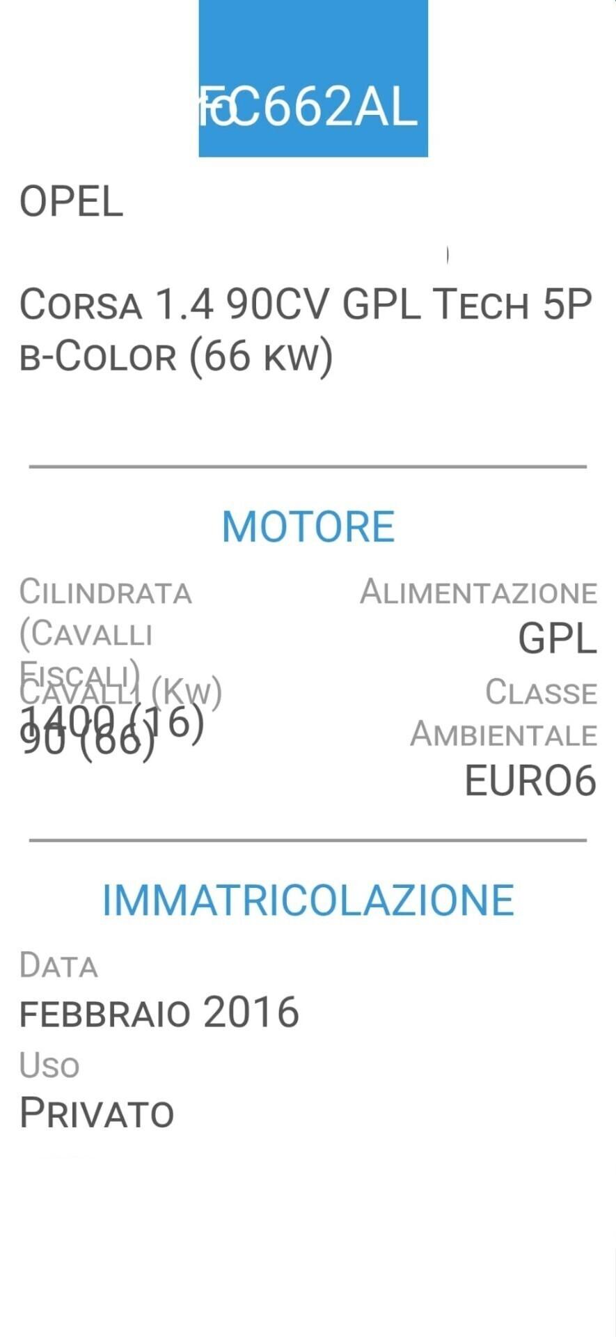 OPEL CORSA 1,4 GPL-UNICA PROPR-3 REVISIONI-EURO 6