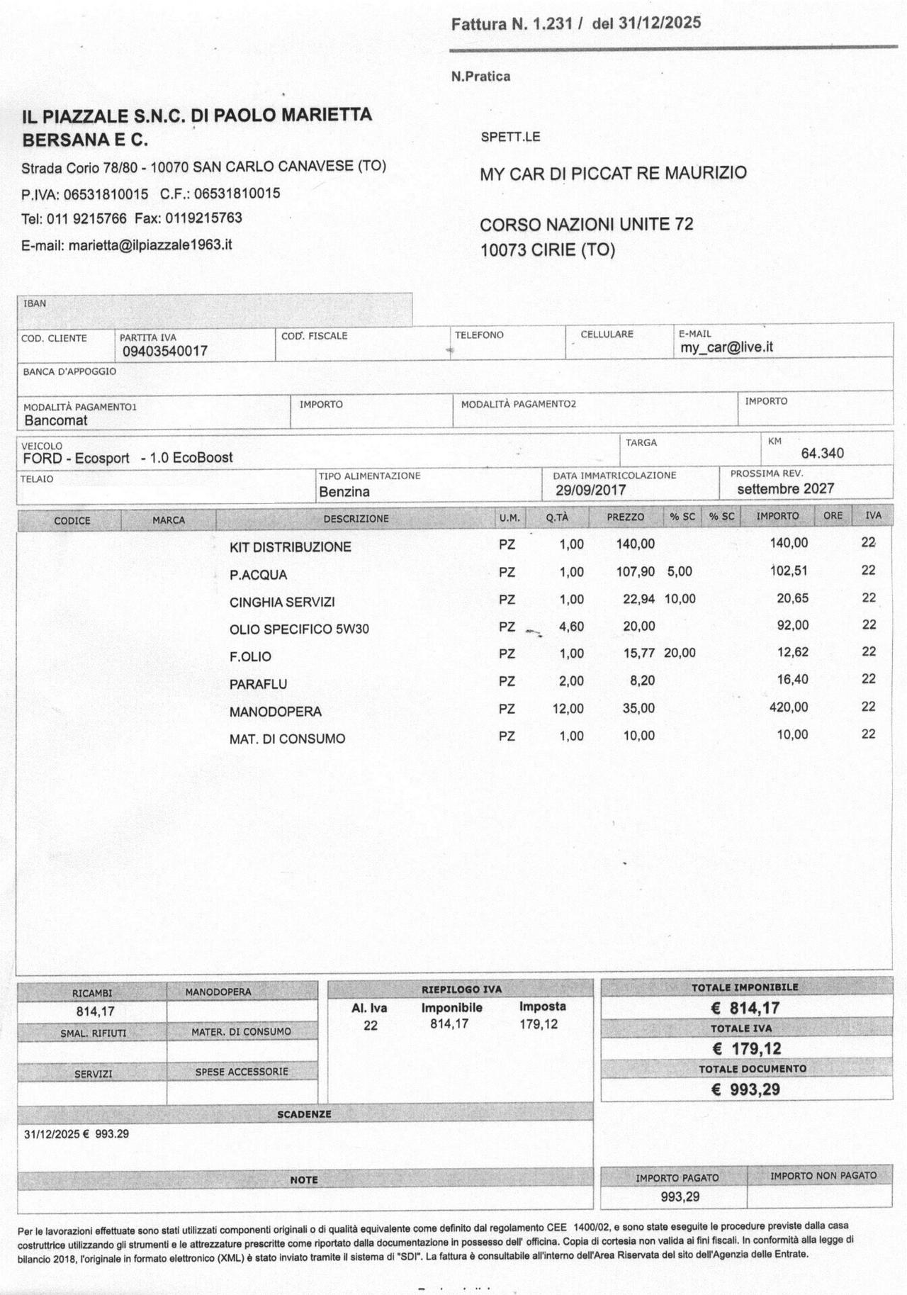 EcoSport Titanium S DistribuzioneSost.64300Km