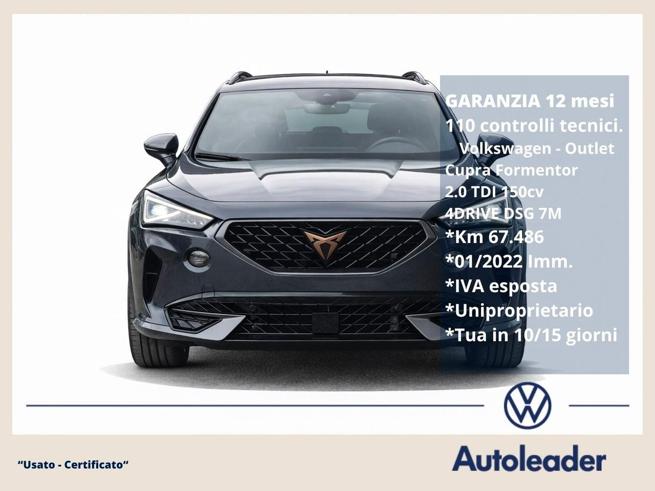 Cupra Formentor 2.0 TDI 4Drive 4x4 DSG SOLI 67mila Km