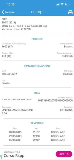 Fiat 500X 1.6 E-Torq 110 CV City Cross