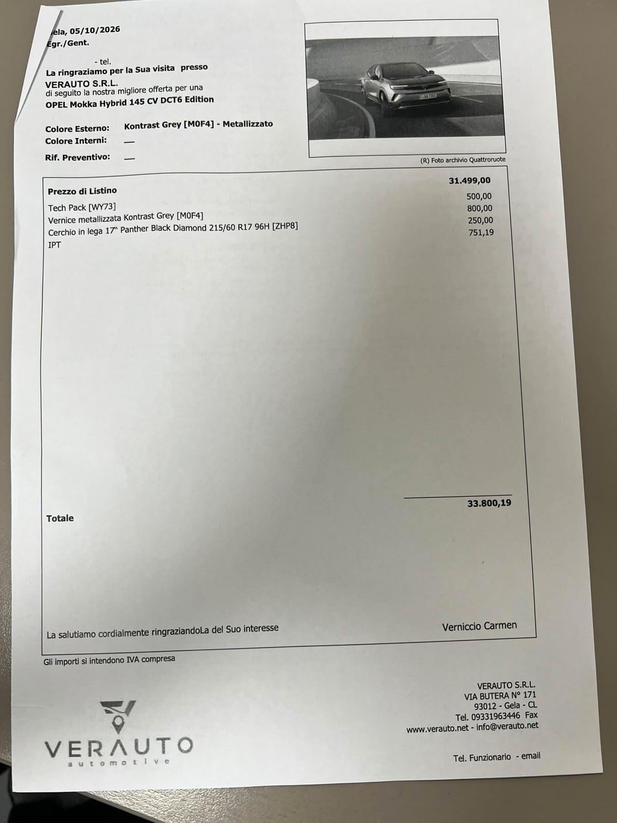 Opel Mokka Hybrid 1.2 145CV DCT6 Edition - possibilità noleggio no scoring