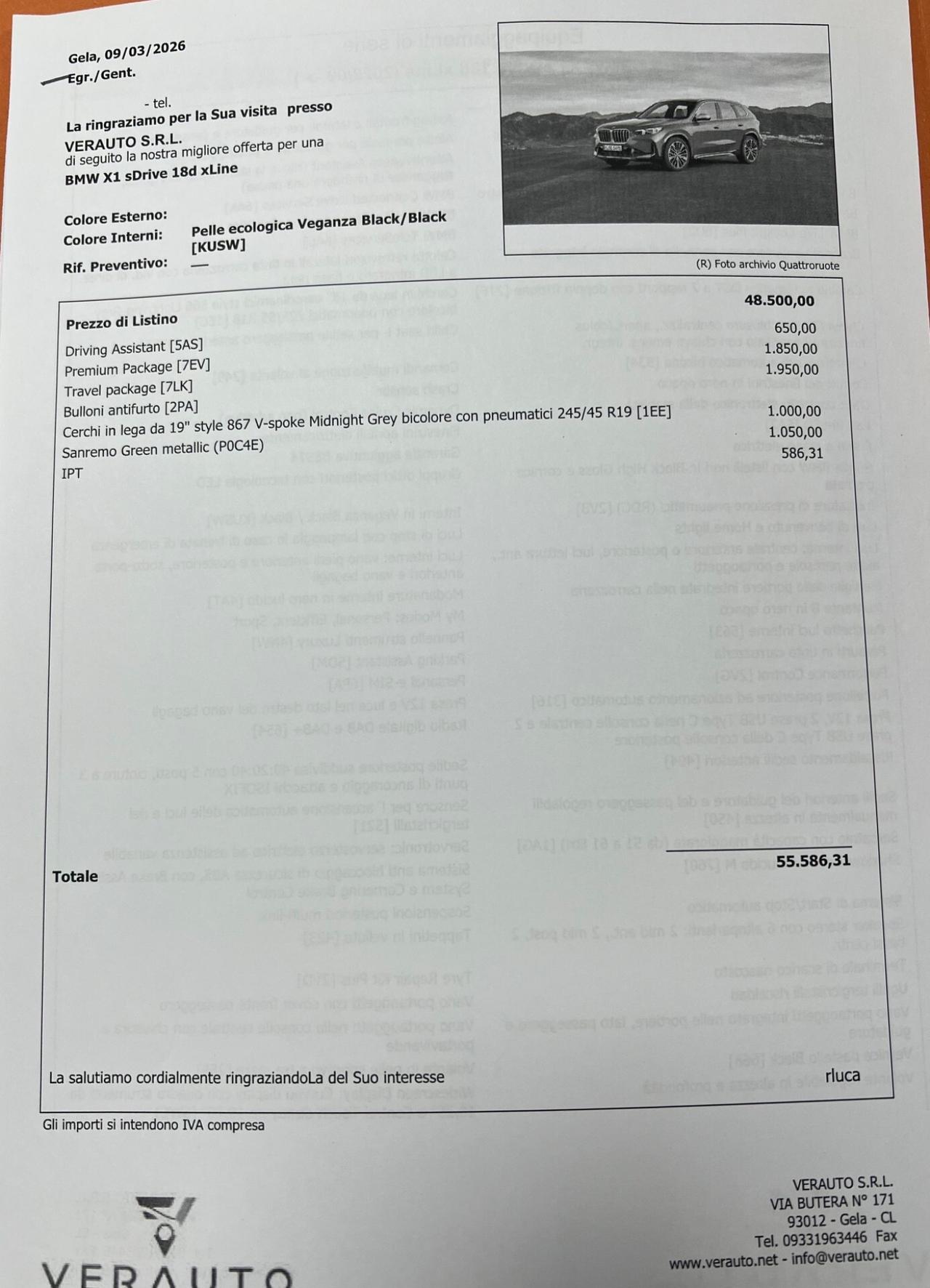 Bmw X1 sDrive 18d xLine possibilità noleggio no scoring