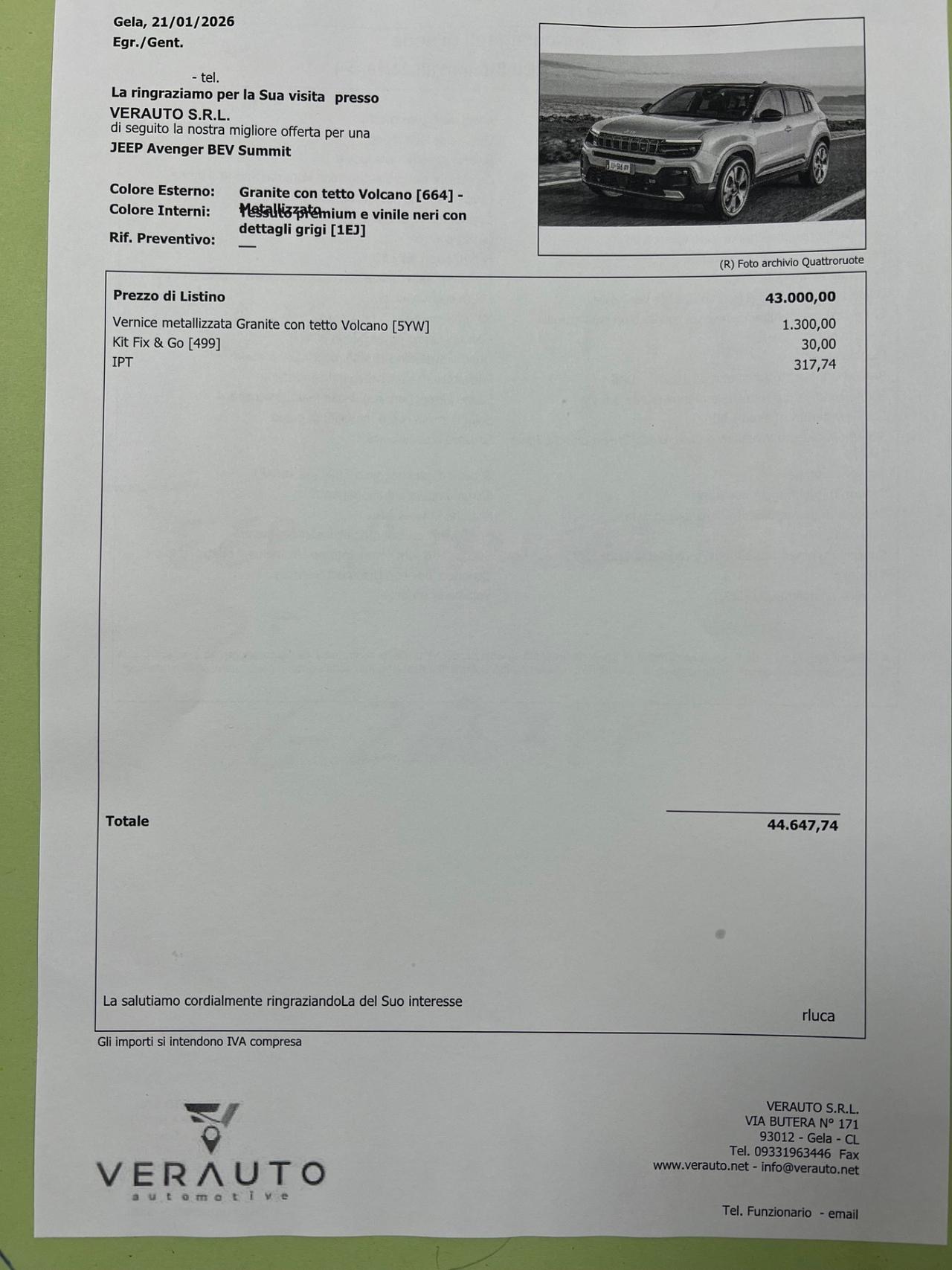 Jeep Avenger BEV Summit possibilità trasformazione AutocarroN1