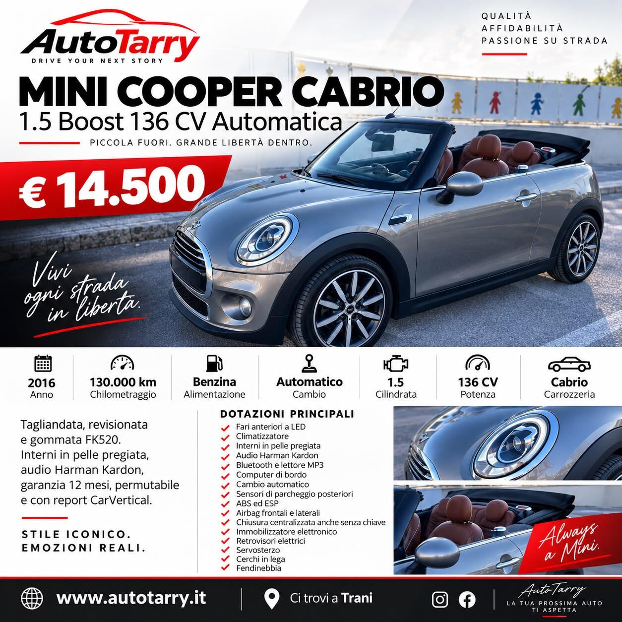 Mini 1.5 Cooper Boost Cabrio 136cv automatica
