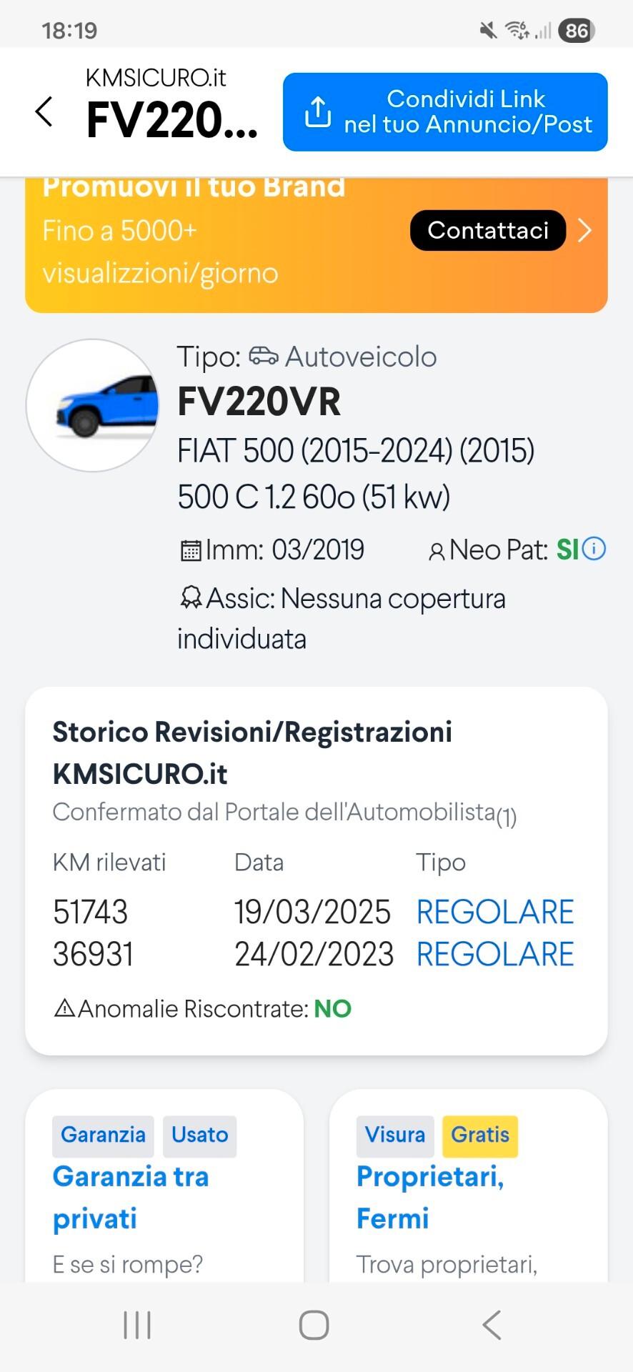 Fiat 500 1.2 Sport perfetta e garantito 12 mesi