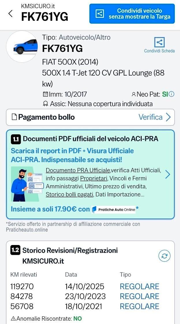 Fiat 500X 1.4 T-Jet 120 CV GPL Lounge