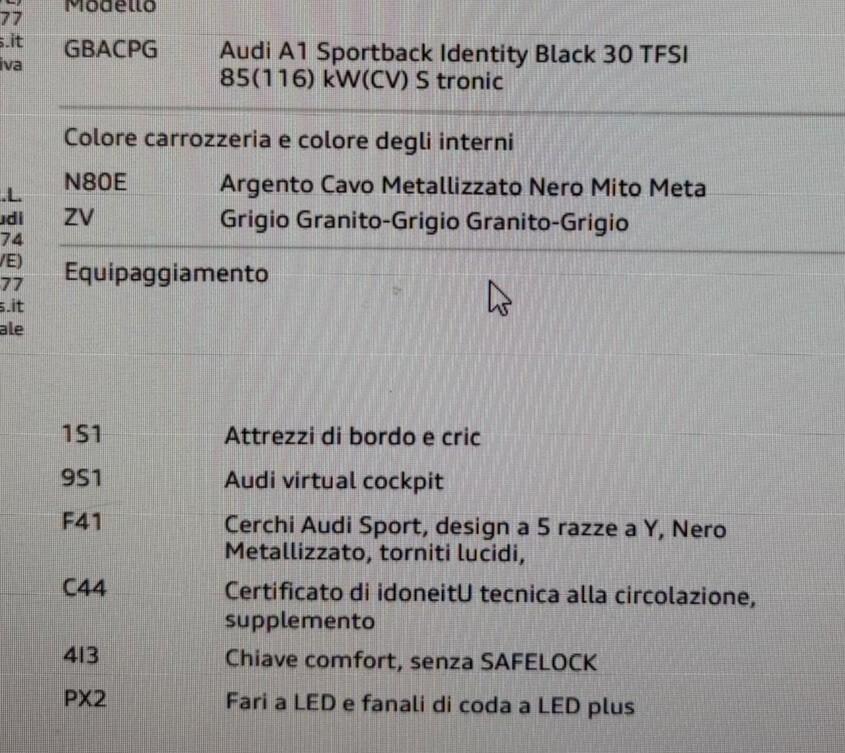 Audi A1 SPB 30 TFSI S tronic Identity Black NUOVA tua per € 312 mese