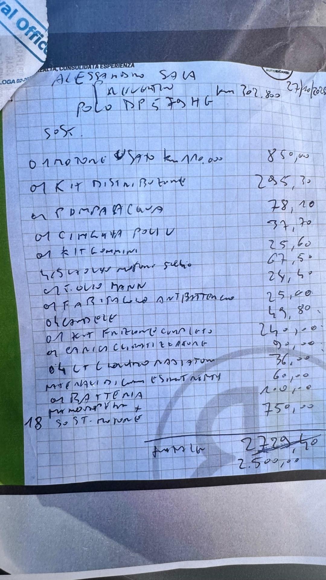 Volkswagen Polo 1.4 Benz/Gpl motore sostituito