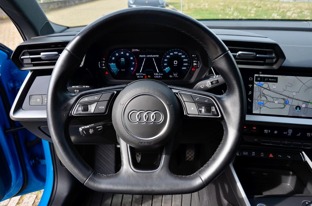 AUDI A3 SPB 30 1.0 TFSI S-LINE EDITION 110cv, UNICOPROPRIETARIO, SERVICE AUDI, UFF ITALIANA, EURO 6D, NAVI, RETROCAMERA, 18", PERMUTE