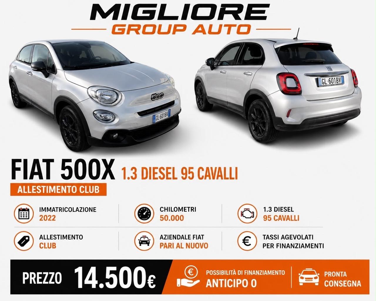 Fiat 500X 1.3 diesel 50KM NUOVA 2022 ARGENTO