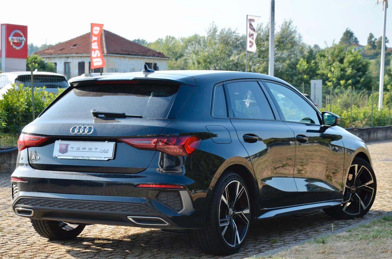 AUDI A3 SPORTBACK 35 2.0 TDI S-LINE EDITION 150cv S-TRONIC, GARANZIA AUDI 3/27, SERVICE AUDI, FULL LED, APPLE ANDROID, 18", PERMUTE