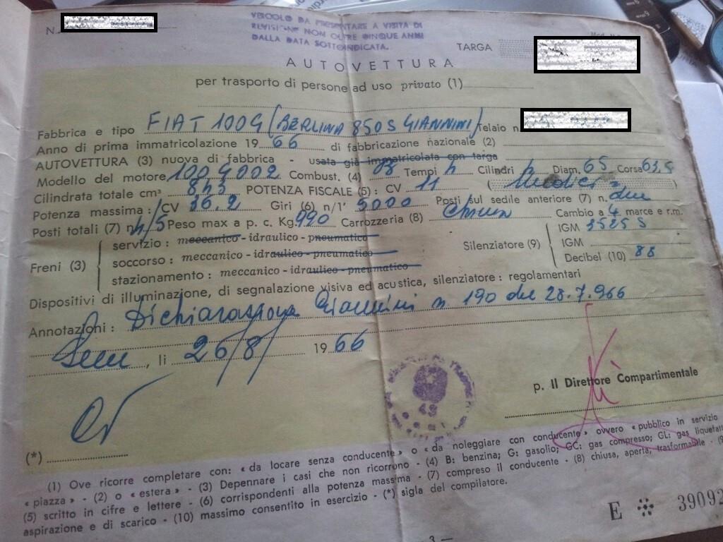 Fiat 850 “S” Giannini ASI