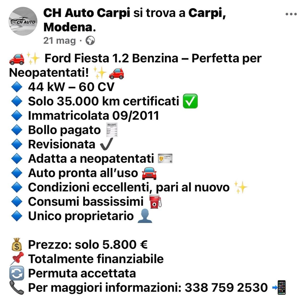 Ford Fiesta 1.2 60CV 5p. Tit.