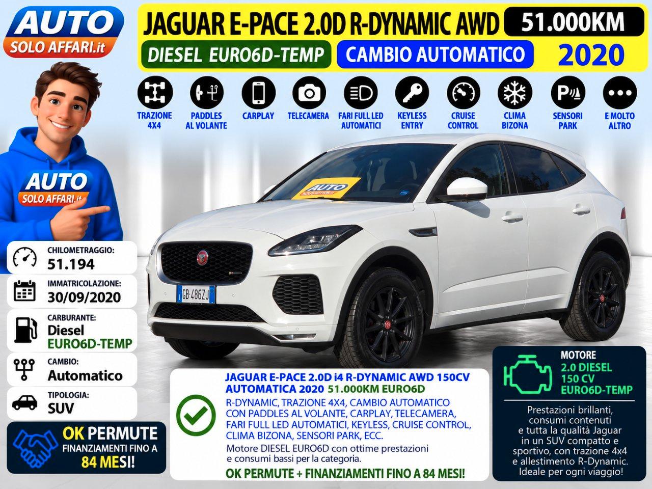 Jaguar E-Pace 2.0d R-DYNAMIC AWD AUTOMATICA EURO6D/CARPLAY/LED/4X4