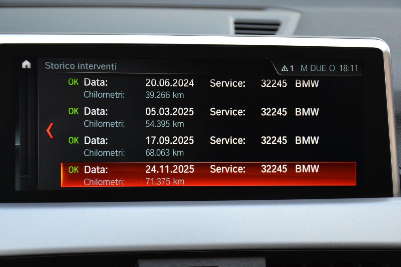 Bmw X1 1.5D 116CV AUTOMATICA PREZZO SENZA VINCOLI UNIPRO' ITALIANA FATTURABILE GARANZIA 12M TAG