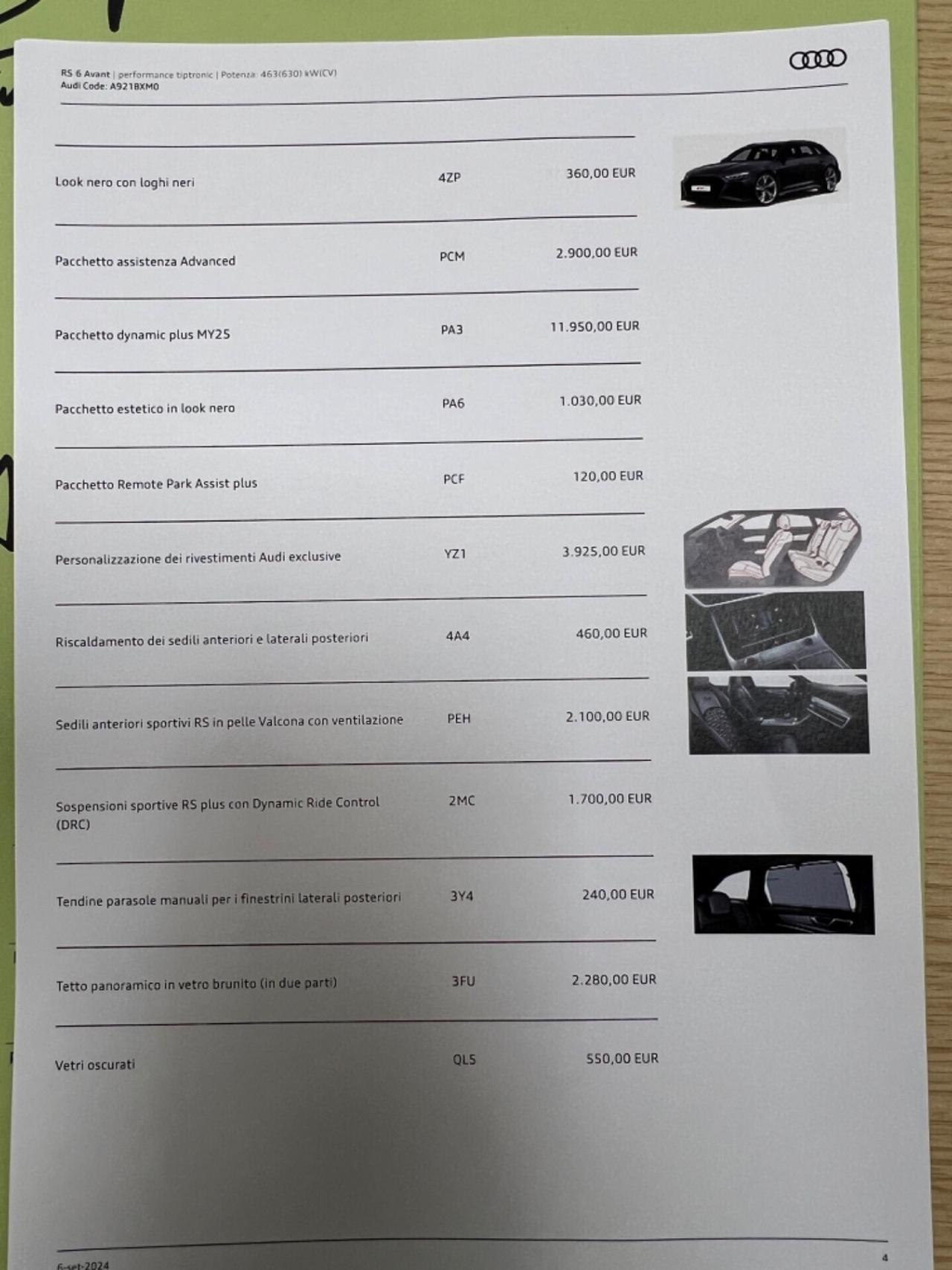 Audi RS6 4.0 performance possibilità noleggio no scoring