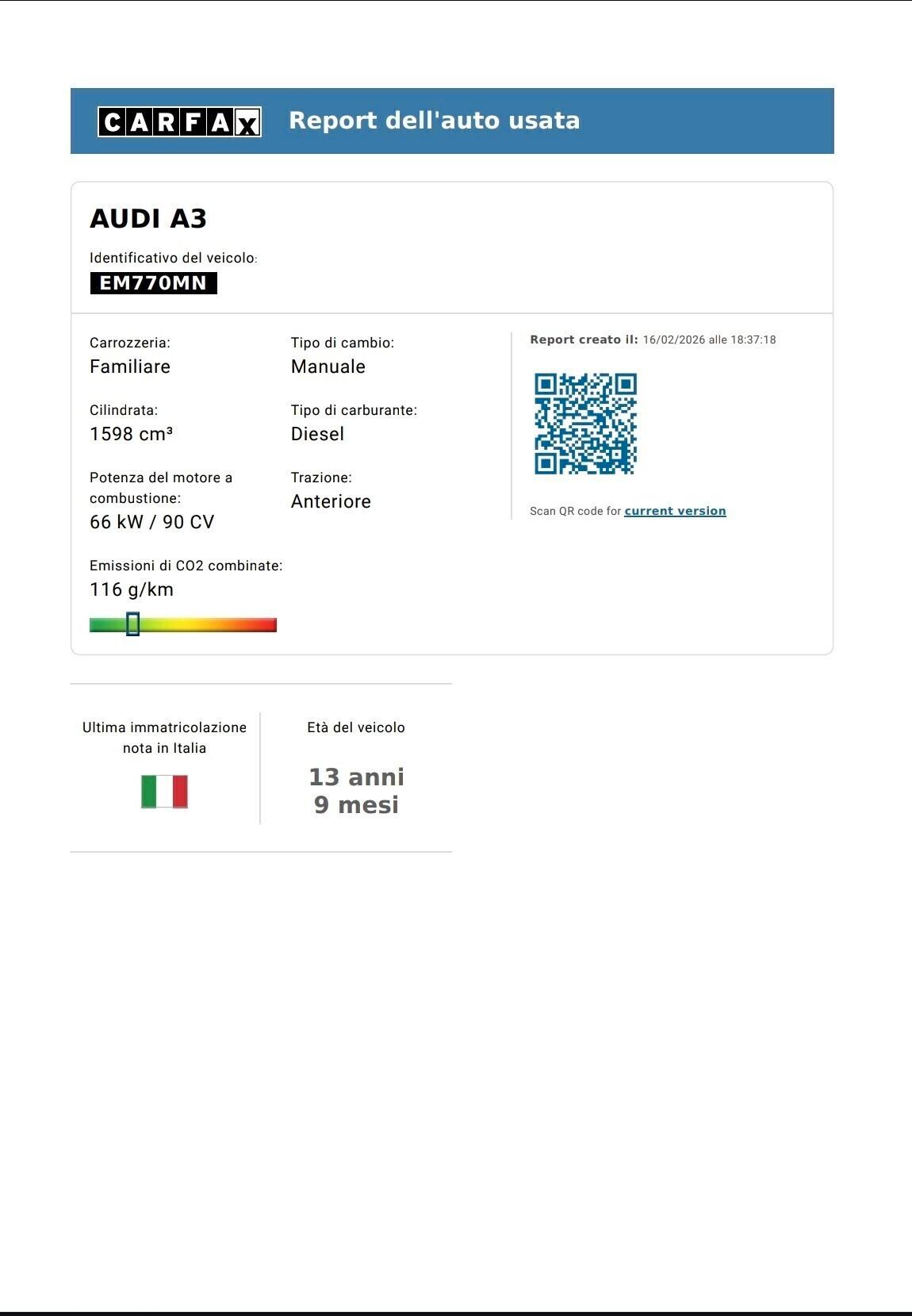 AUDI A3 5P 1.6 TDI 90 CV ,OK NEOPATENTATI .