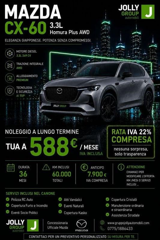 Mazda CX-60 3.3L e-SKYACTIV MHEV Homura Plus AWD Aut offerta noleggio a lungo termine