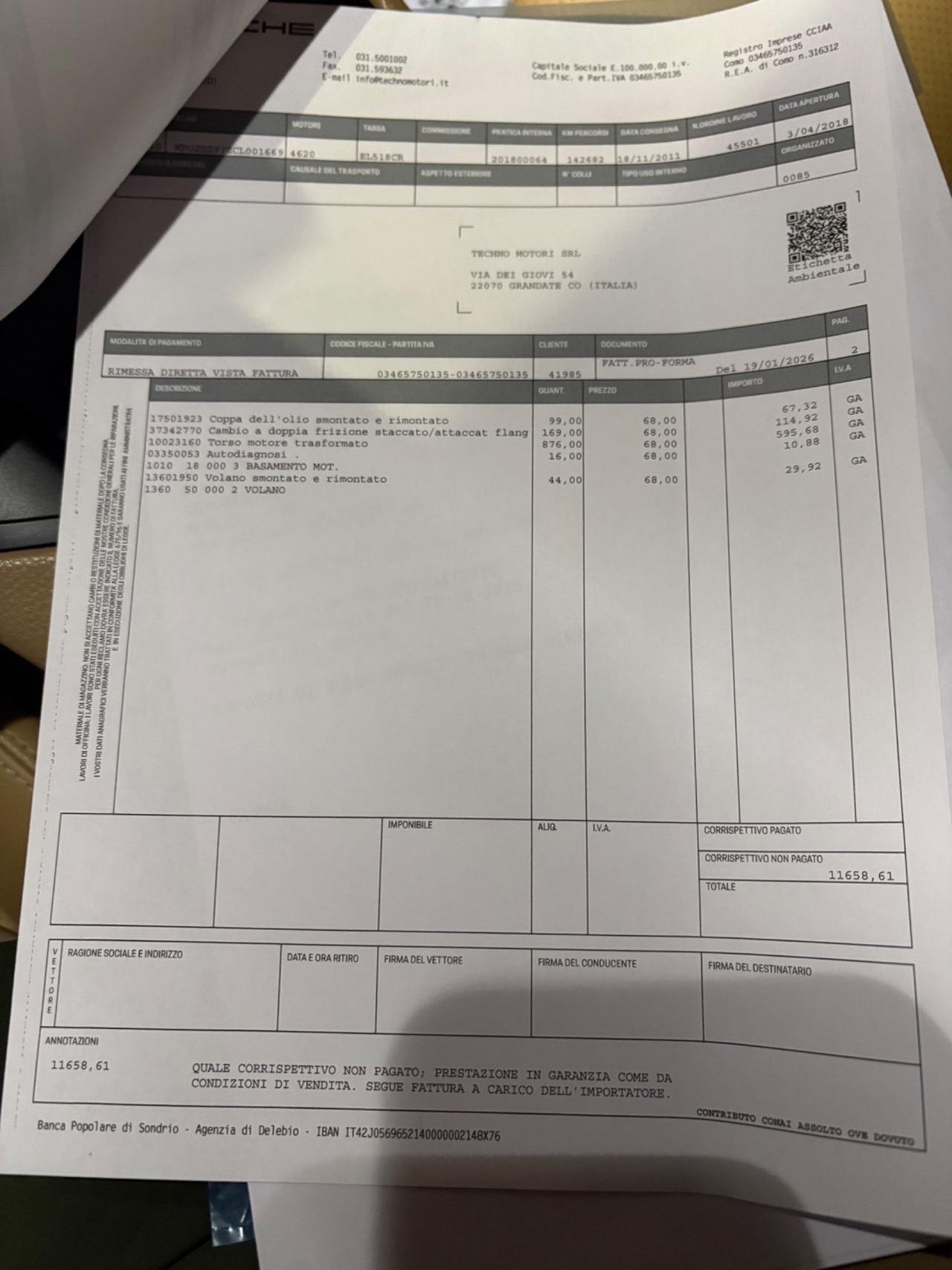 Subaru WRX 2.0 Motore sostituito