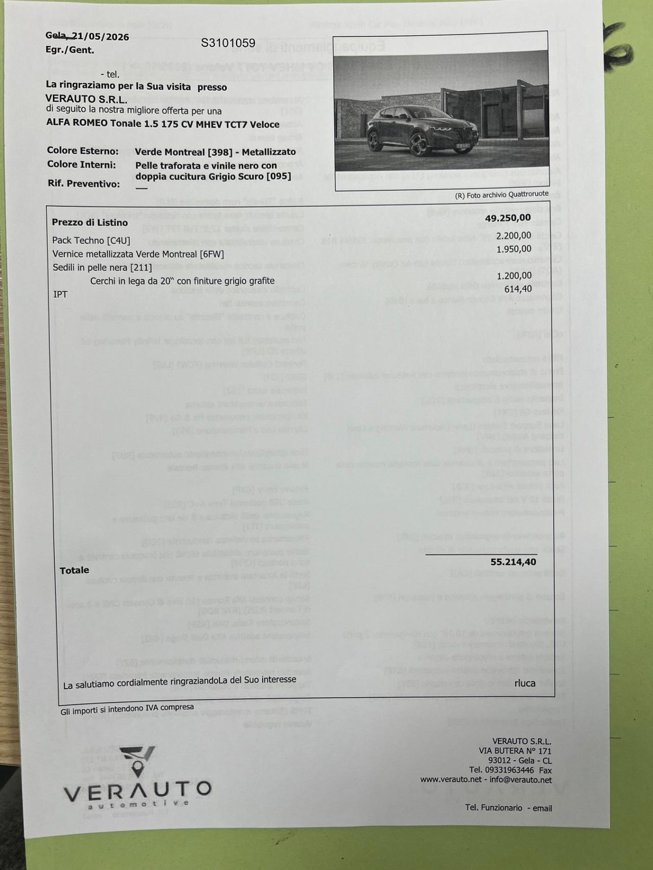 Alfa Romeo Tonale 1.5 175 CV MHEV TCT7 Veloce - possibilità noleggio no scoring
