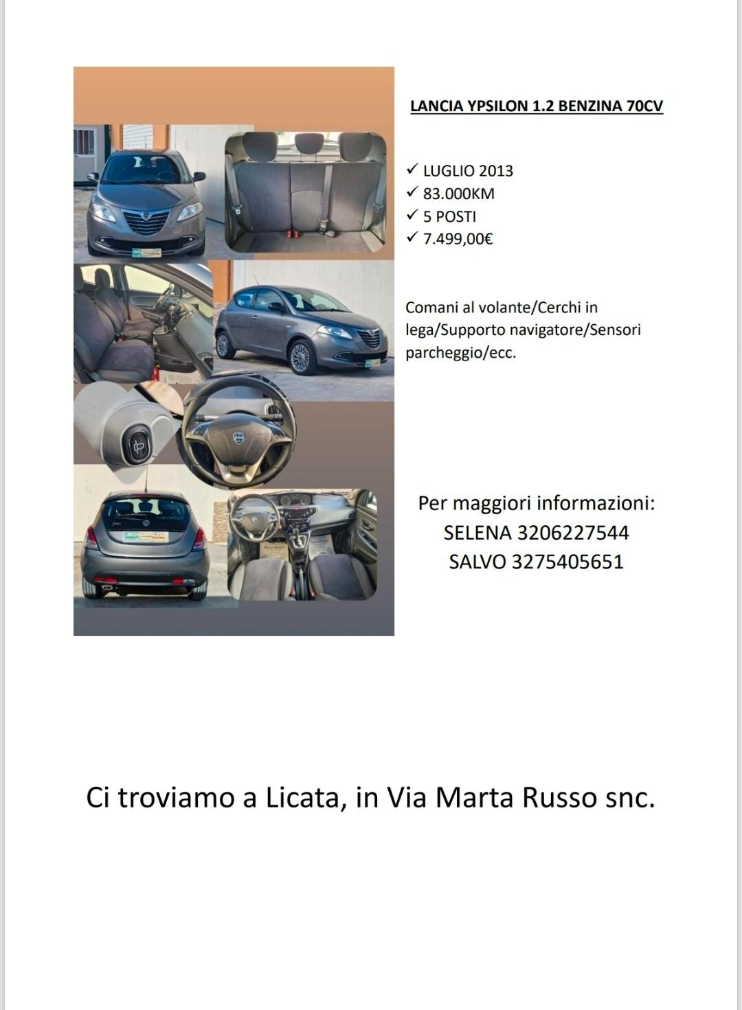Lancia Ypsilon 1.2 benzina 70cv Tetto panoramico