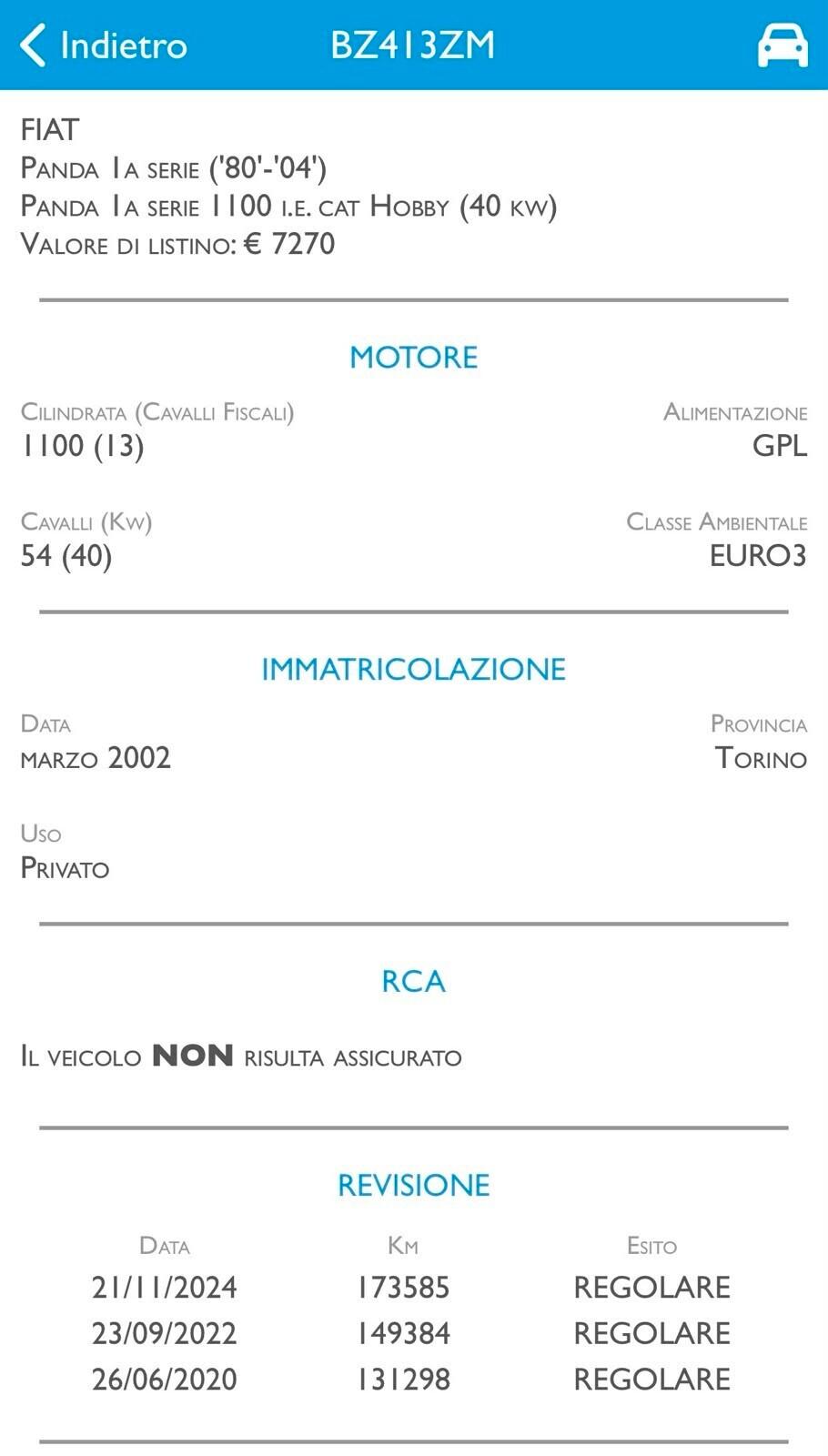 Fiat Panda Young 1.1 Fire - GPL 2029 - Portapacchi