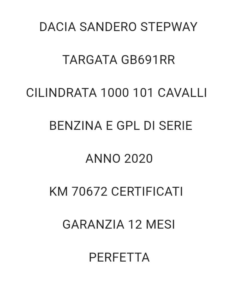 Dacia Sandero Stepway 1.0 BENZINA E GPL DI SERIE