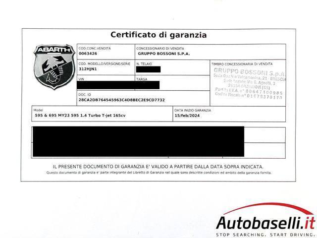 ABARTH 595 1.4 TURBO T-JET 165 CV - ELABORATA - IVA ESPOSTA
