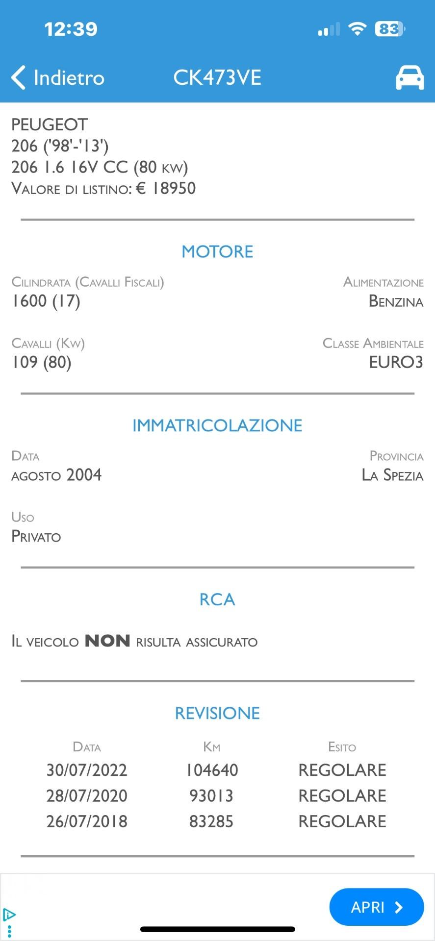 Peugeot 206 1.6 16V CC
