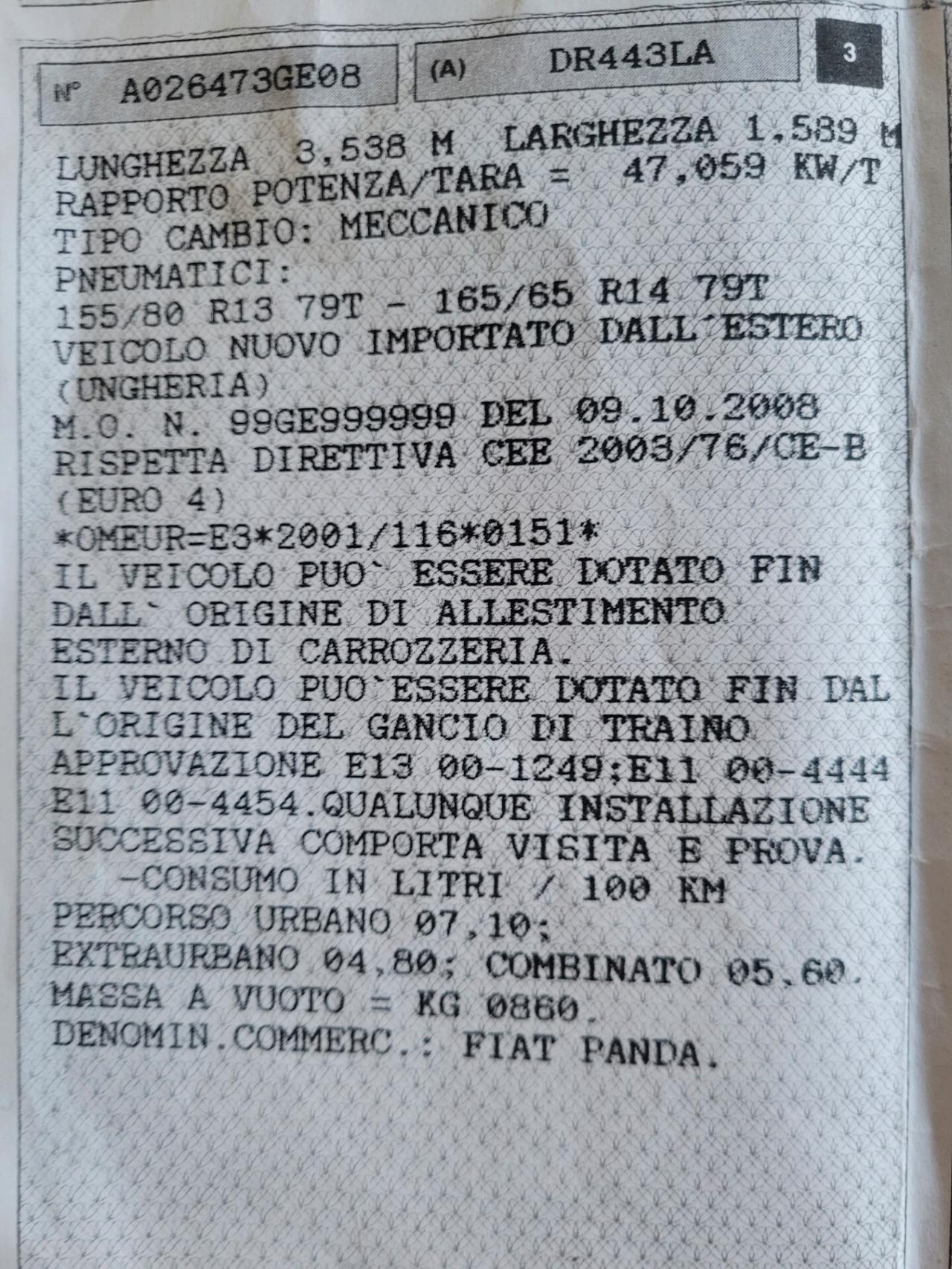 Fiat Panda 1.2 BENZ X NEOPATENTATI