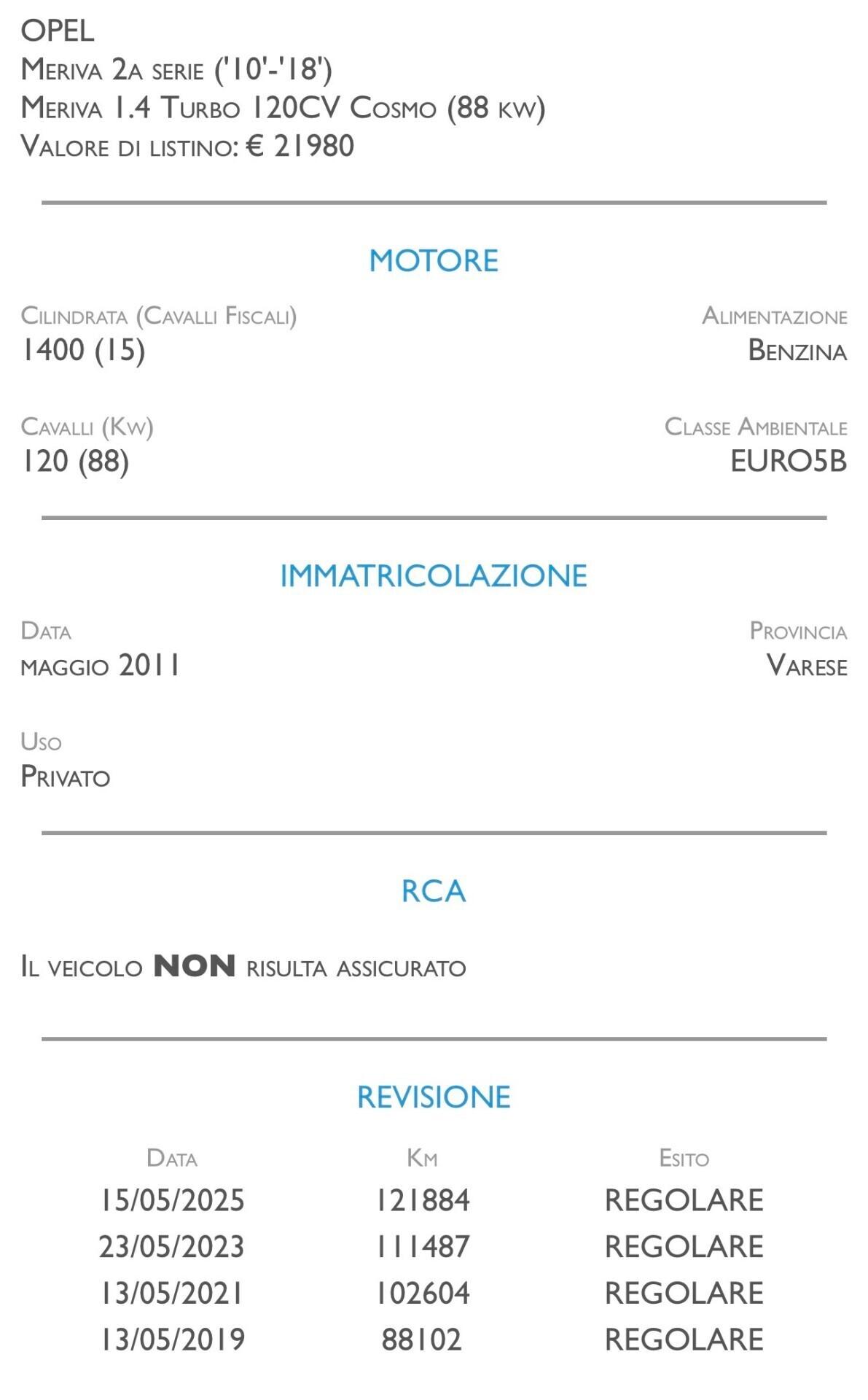 Opel Meriva 1.4 Turbo 120CV Cosmo - UNICO PROPRIETARIO