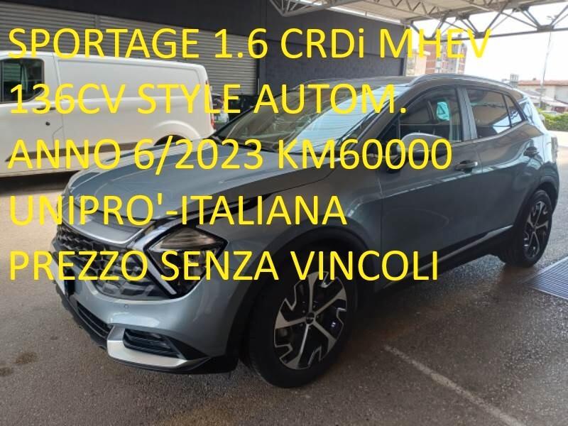 Kia Sportage 1.6 CRDi MHEV DCT STYLE **PREZZO REALE**NEW CAMBIO