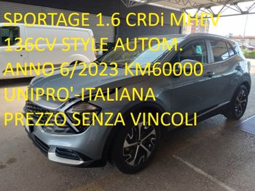 Kia Sportage 1.6 CRDi MHEV DCT STYLE **PREZZO REALE**NEW CAMBIO