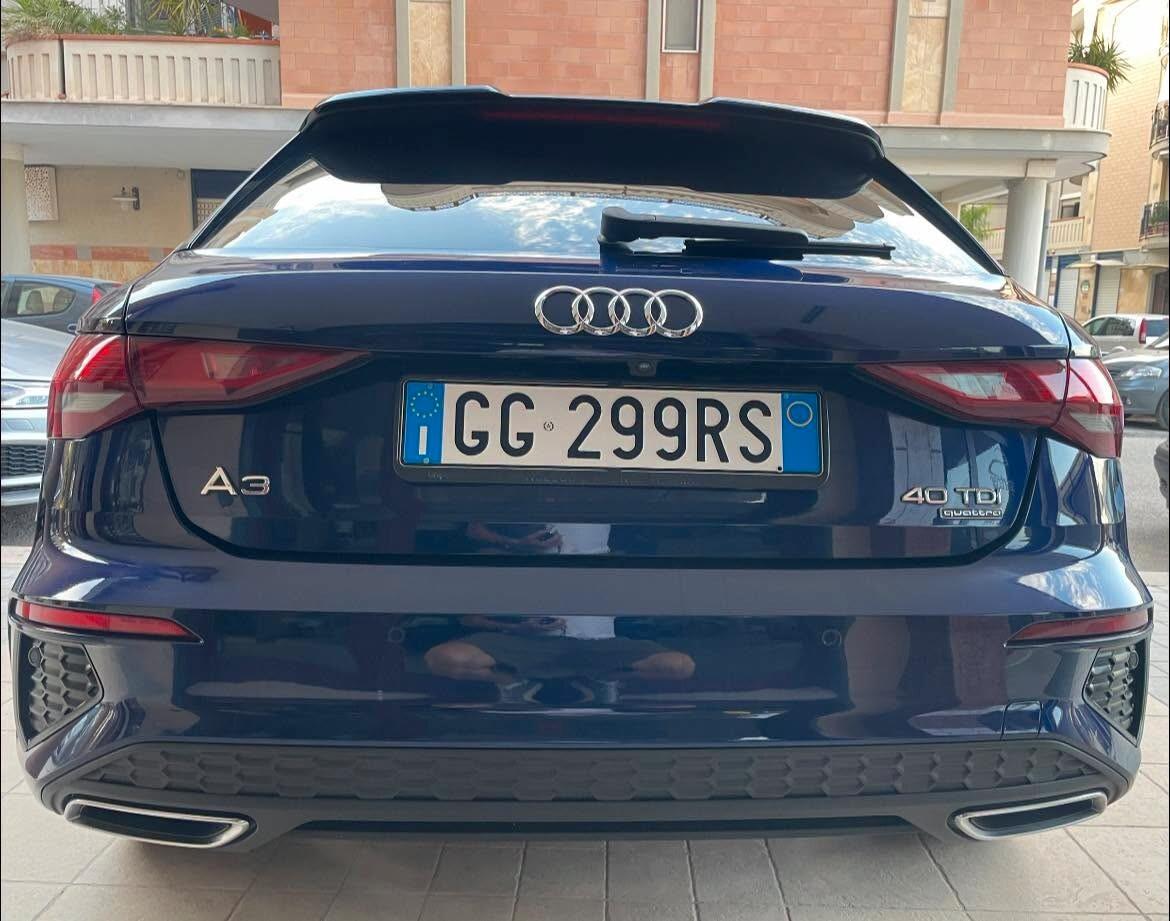 Audi A3 SPB 40 TDI quattro S TRONIC S LINE TETTO NAVY PELLE B&O