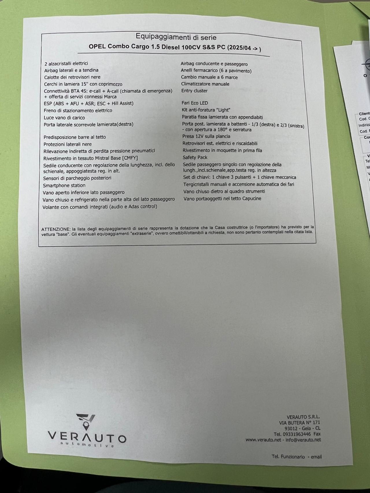 Opel Combo Cargo 1.5d 100CV PC - possibilità noleggio no scoring