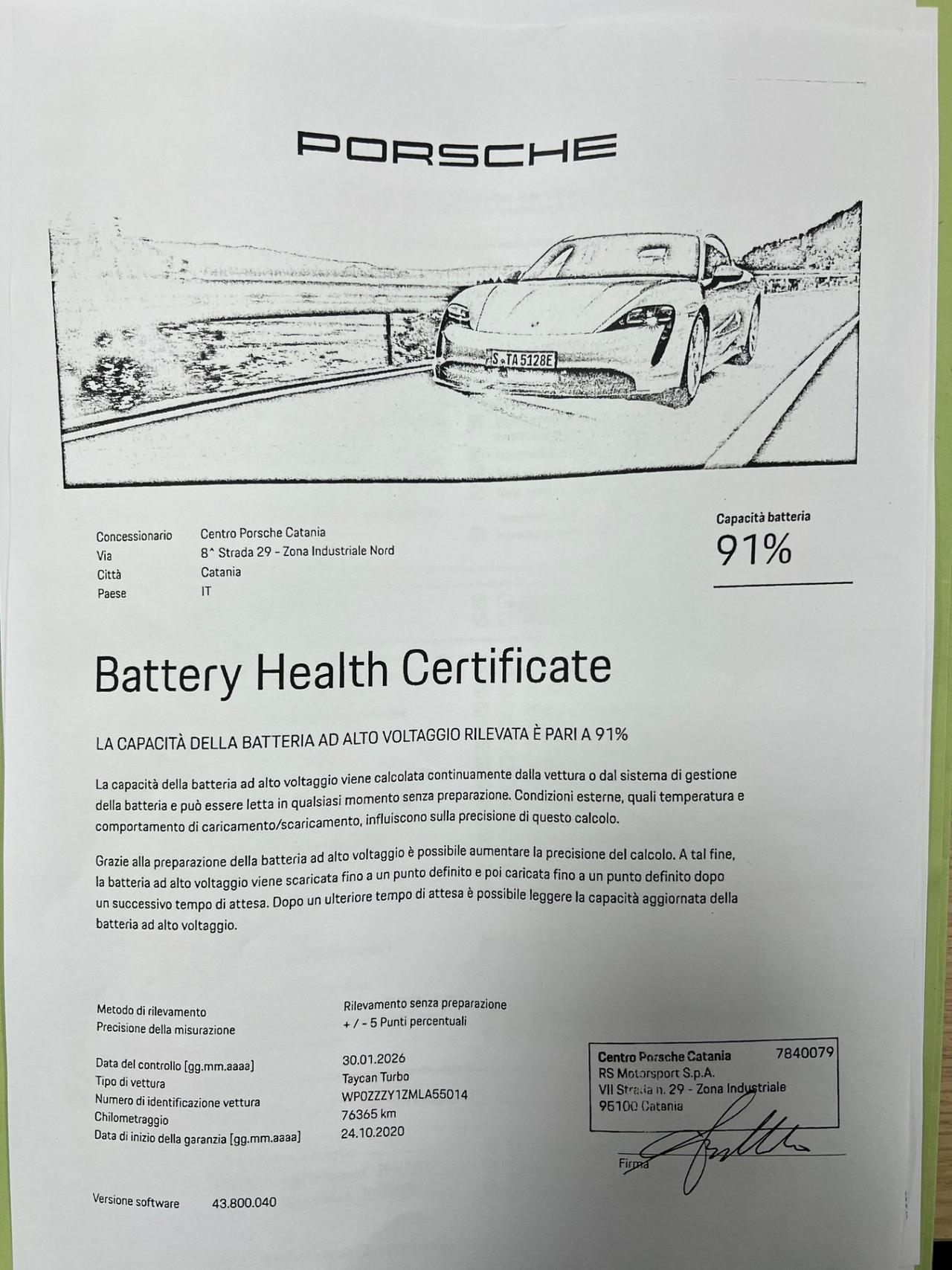 Porsche Taycan Turbo 625CV possibilita noleggio no scoring