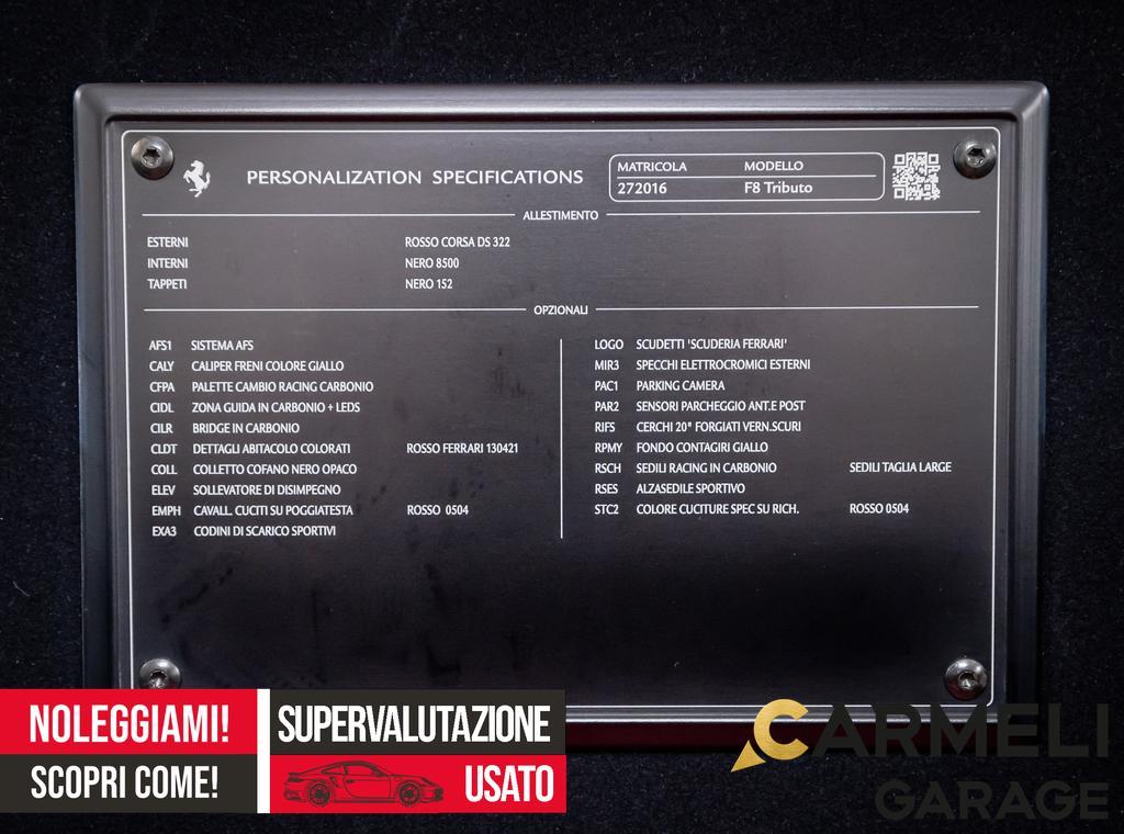 Ferrari F8 Tributo Coupe ITALIANA-IVA ESPOSTA-SEDILI RACING-VOLANTE CARBONIO