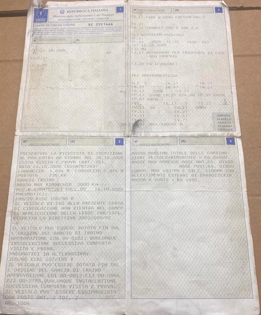 Ford Transit Van T 280S PC-TM Revisionato 12/25