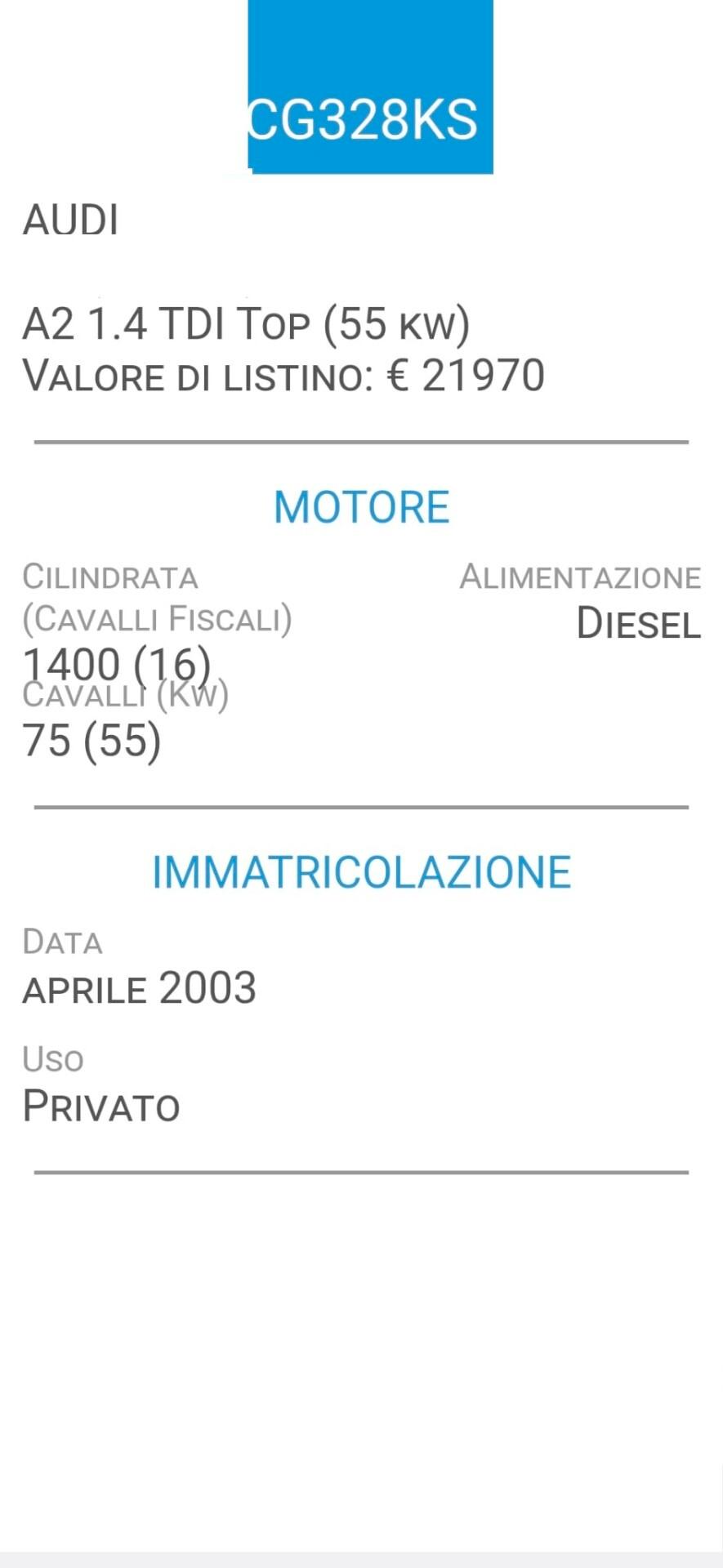 AUDI A2 1,4 TDI-UNICO PROPRIETARIO-FOTO 3 REVISIONI