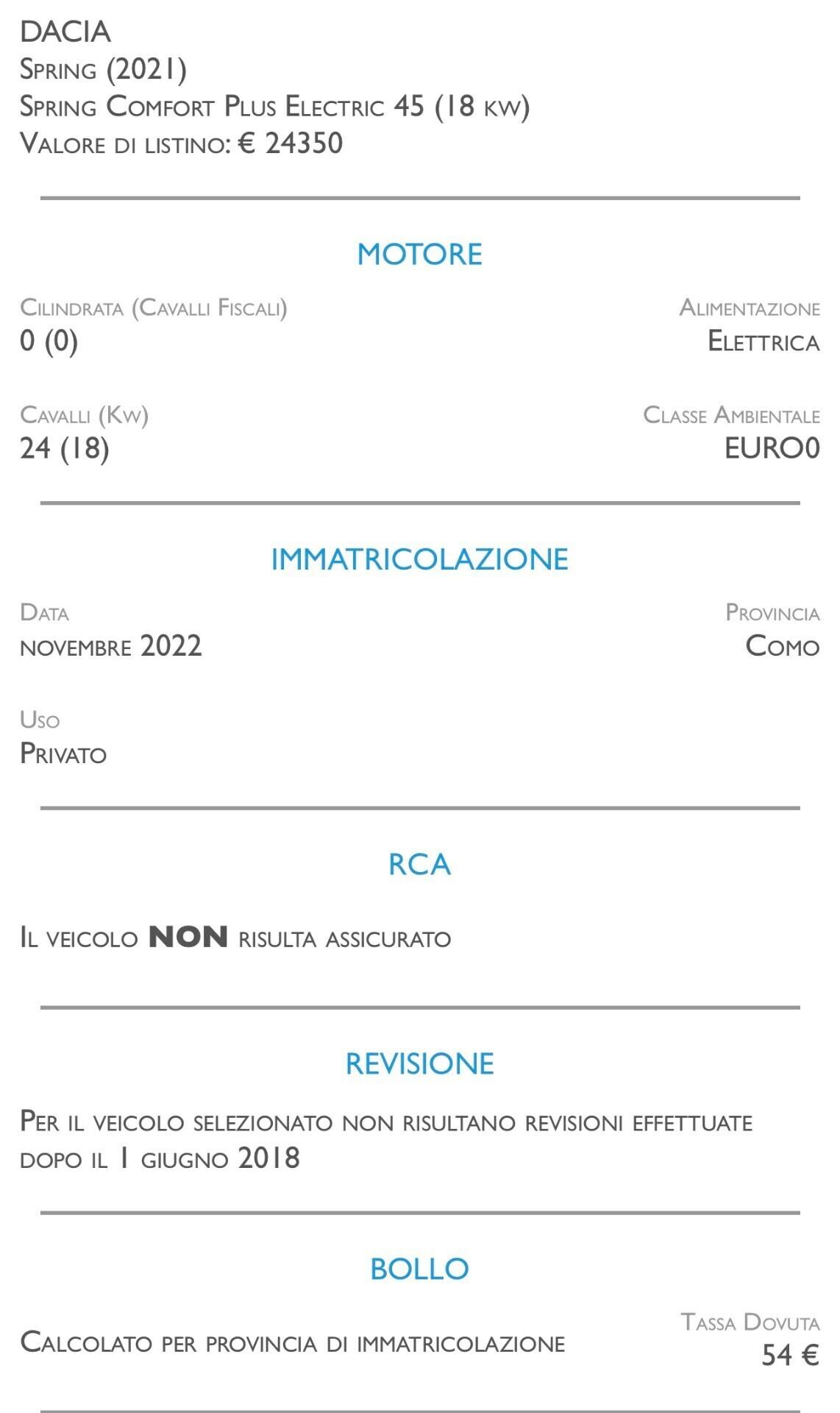 Dacia Spring Comfort Plus Electric 45 - UNICO PROPRIETARIO