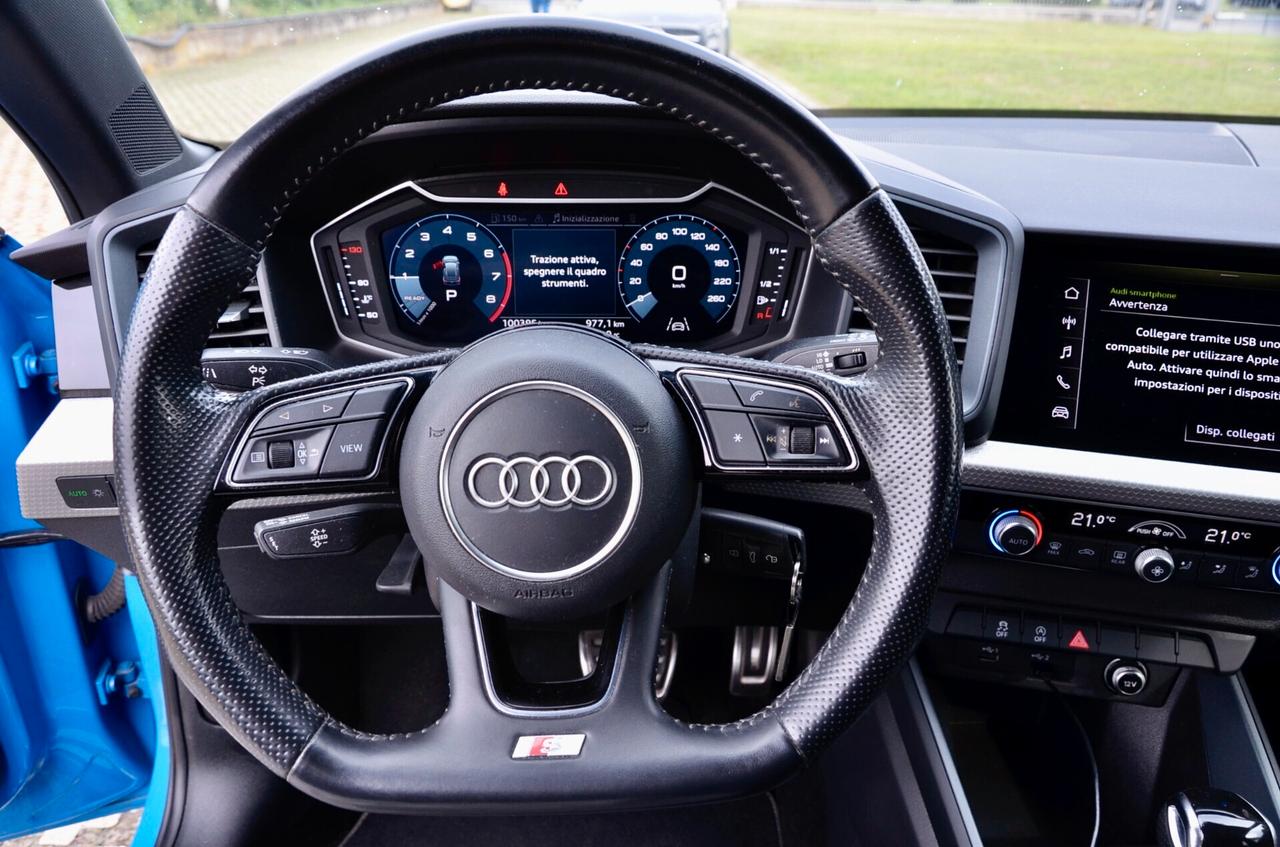 AUDI A1 SPB 30 1.0 TFSI S-LINE INT+EXT 116cv S-TRONIC, UFF ITALIANA, SERVICE CON FATTURE, EURO 6D, APPLE ANDROID, FARI LED, 18", PERMUTE
